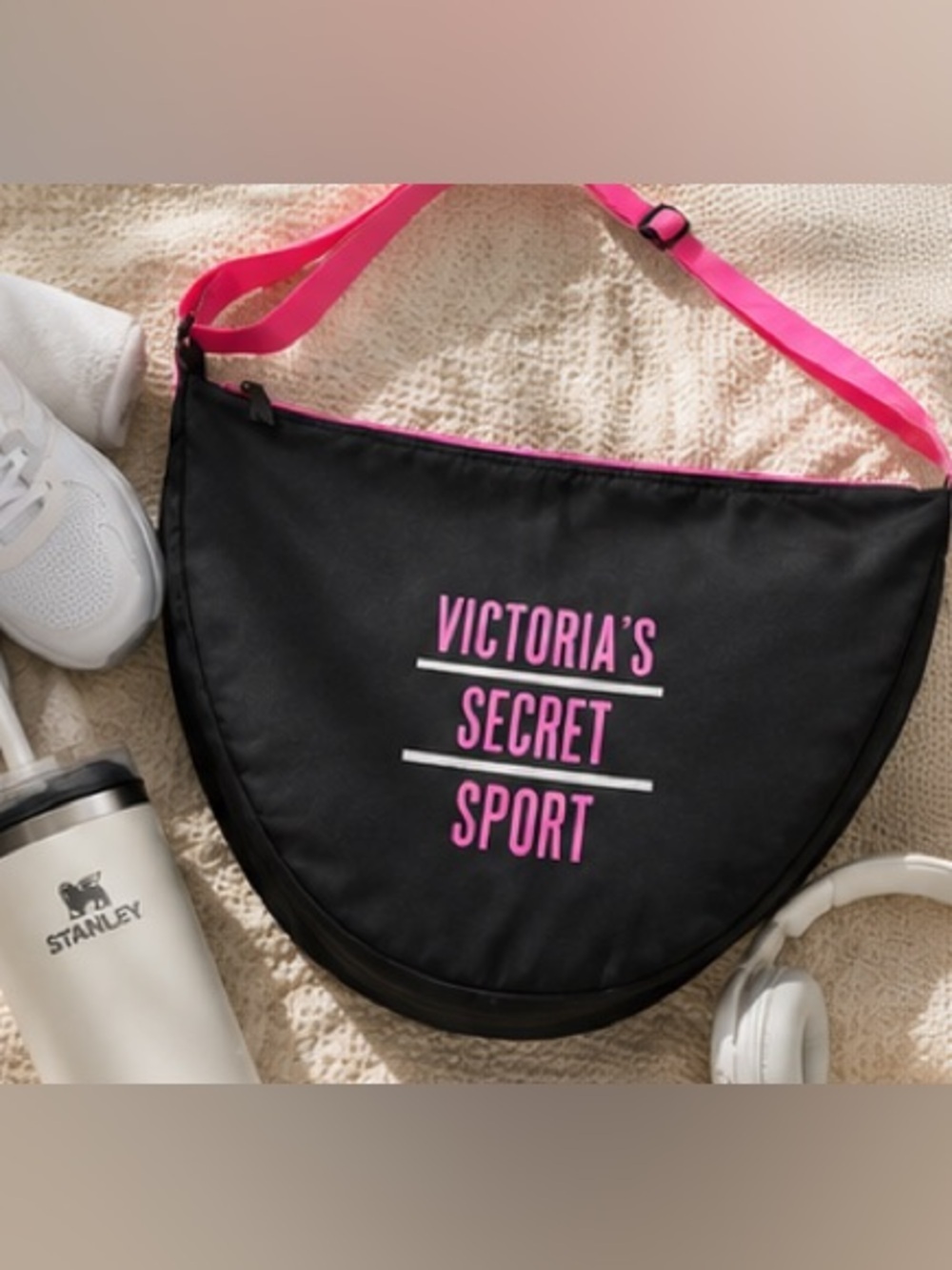 Victoria’s Secret Sport Black Pink Gym Yoga Tote Bag